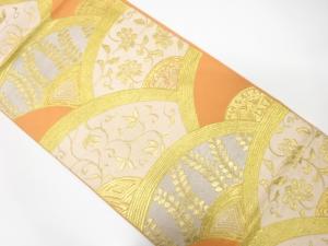 アンティーク　変わり青海波に花唐草模様織り出し袋帯（材料）